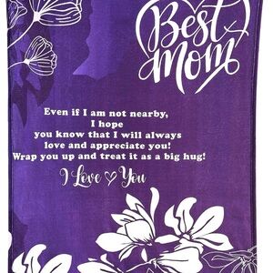 Love You Mom Purple Sherpa Throw Blanket 50x60. See pictures